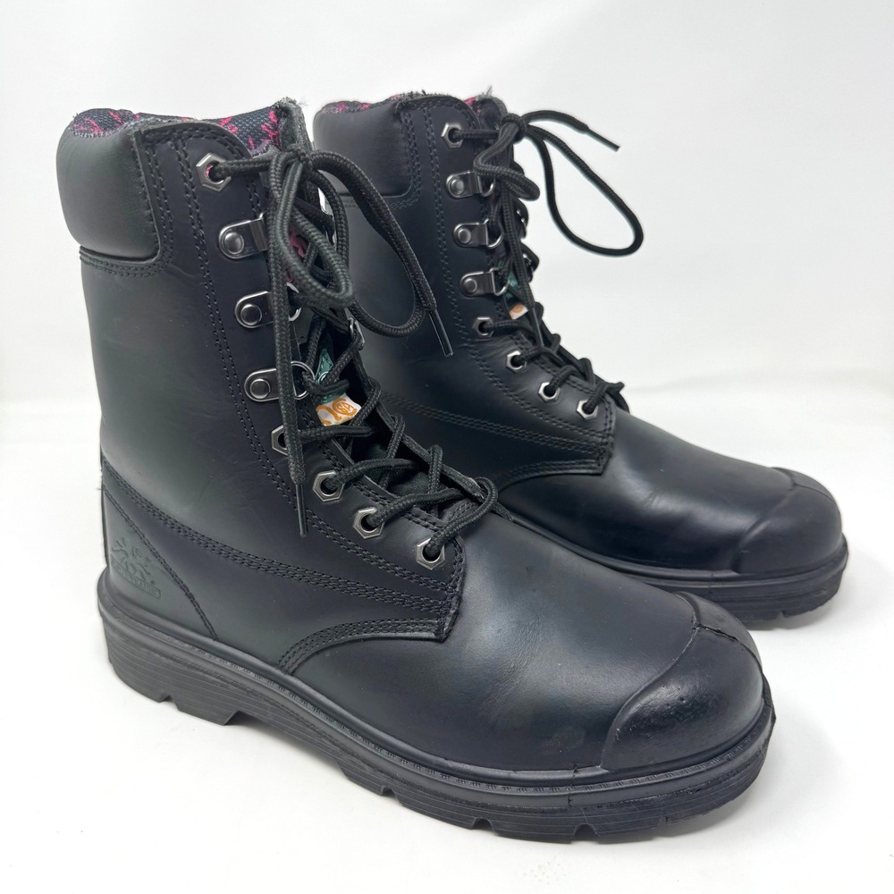 Moxie Trades Anne Women's Size 8.5 Black Leather Steel Toe Waterproof Work Boots